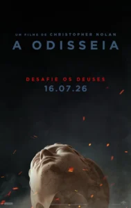 Primeiro pôster oficial de Odisseia, filme dirigido por Christopher Nolan .