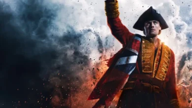 William Franklyn-Miller como George Washington em cena de batalha no filme George Washington (2026)