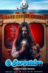 Pôster de O Sorveteiro (2026) Pôster de O Sorveteiro (2026), filme de terror de Eli Roth, com criança segurando sorvete diante de caminhão escolar ensanguentado