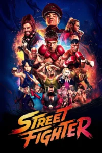 Pôster oficial de Street Fighter (2026) reúne Jason Momoa como Blanka, Andrew Koji como Ryu, Noah Centineo como Ken Masters e outros personagens da franquia em uma composição de ação com o título do filme.