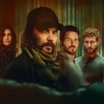 Pôster da série A Lista Terminal: Lobo Negro (The Terminal List: Dark Wolf) com Chris Pratt (no centro) e o elenco principal, incluindo Taylor Kitsch, Rona-Lee Shimon e Tom Hopper.