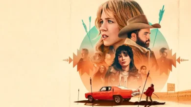 Pôster oficial de Americana (2023), estrelado por Sydney Sweeney, Paul Walter Hauser, Eric Dane, Halsey e Gavin Maddox Bergman.