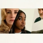 Imagem promocional da minissérie Depois da Caçada (After the Hunt), estrelada por Julia Roberts, Ayo Edebiri, Andrew Garfield e Michael Stuhlbarg.