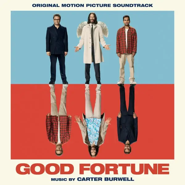 Capa da trilha sonora original de Quando o Céu se Engana (Good Fortune), filme de comédia e fantasia estrelado por Seth Rogen, Keanu Reeves e Aziz Ansari, com música composta por Carter Burwell.