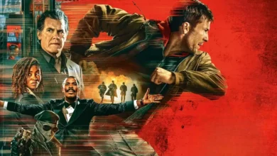 Cena promocional de O Sobrevivente (2025) com Josh Brolin, Colman Domingo, Jayme Lawson, Lee Pace e Glen Powell em destaque.