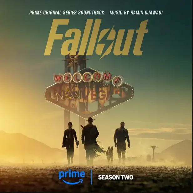Capa oficial da trilha sonora de Fallout - Temporada 2, com arte inspirada no universo pós-apocalíptico da série e música de Ramin Djawadi.