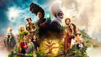Rebecca Ferguson, Phoenix Laroche, Andrew Garfield, Nicola Coughlan e Claire Foy em cena do filme A Maravilhosa Árvore Encantada (2026), em um cenário mágico com elementos de fantasia e aventura.