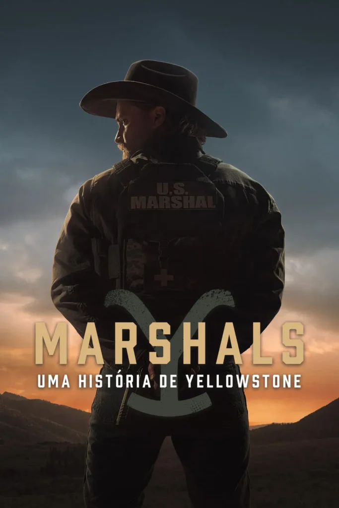 Poster oficial da série Marshals: Uma História de Yellowstone (2026) com Luke Grimes como Kayce Dutton caracterizado como U.S. Marshal