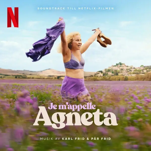 Capa da trilha sonora do filme Meu Nome é Agneta (2026), com Eva Melander em campo florido, produção original da Netflix