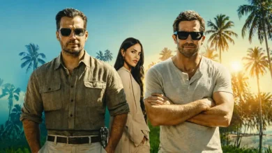 Henry Cavill, Eiza González e Jake Gyllenhaal em cena promocional do filme Na Zona Cinzenta (2026), thriller de ação dirigido por Guy Ritchie.