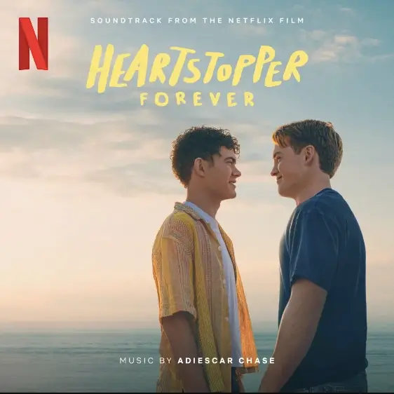 Capa da trilha sonora de Heartstopper Para Sempre (2026), composta por Adiescar Chase, com Joe Locke e Kit Connor.