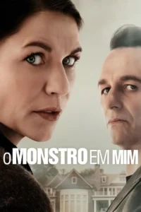 Pôster de O Monstro em Mim (The Beast in Me, 2025), minissérie da Netflix, com Claire Danes como Aggie Wiggs e Matthew Rhys como Nile Jarvis frente a frente, separados por uma janela.