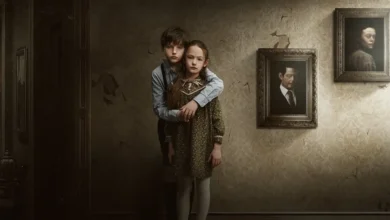 Amelie Bea Smith e Benjamin Evan Ainsworth como Flora e Miles em A Maldição da Mansão Bly