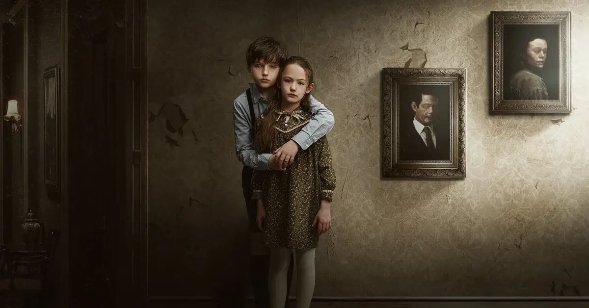 Amelie Bea Smith e Benjamin Evan Ainsworth como Flora e Miles em A Maldição da Mansão Bly