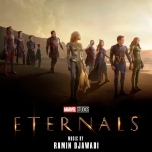 Capa oficial da trilha sonora do filme Eternos da Marvel Studios com música de Ramin Djawadi