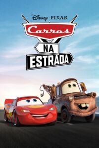 Pôster da minissérie Carros na Estrada com Relâmpago McQueen e Mate na estrada.