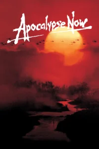 apocalypse now poster Pôster do filme Apocalypse Now com pôr do sol vermelho intenso, helicópteros sobrevoando e rio em meio à selva