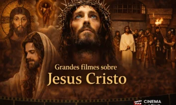 Montagem com cenas de filmes clássicos e modernos sobre Jesus Cristo no cinema