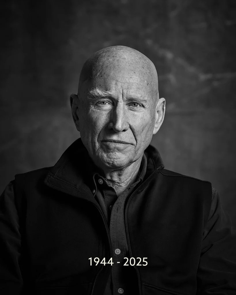 Retrato em preto e branco de Sebastião Salgado, com os anos de vida "1944 – 2025" ao centro, em imagem de homenagem póstuma ao renomado fotógrafo brasileiro.