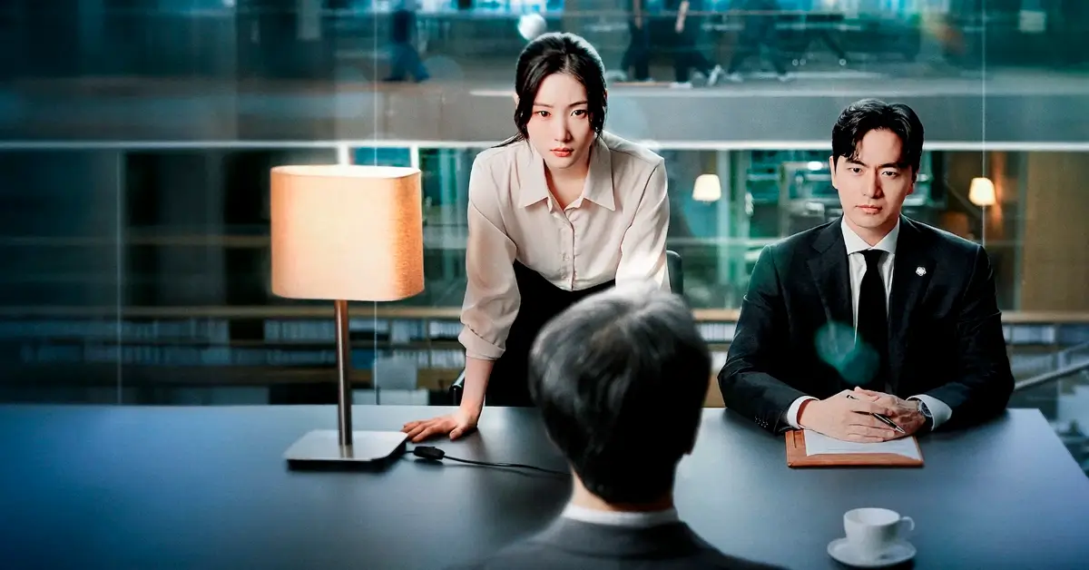 Cena promocional de Além do Direito (에스콰이어: 변호사를 꿈꾸는 변호사들), dorama da Netflix com Lee Jin-uk e Jung Chae-yeon, estreia em 2 de agosto de 2025.