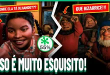 Cena de animações com expressões e poses estranhas que exemplificam o Vale da Estranheza