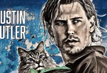 Austin Butler segura um gato no pôster do filme Ladrões 2025 dirigido por Darren Aronofsky