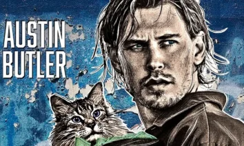 Austin Butler segura um gato no pôster do filme Ladrões 2025 dirigido por Darren Aronofsky