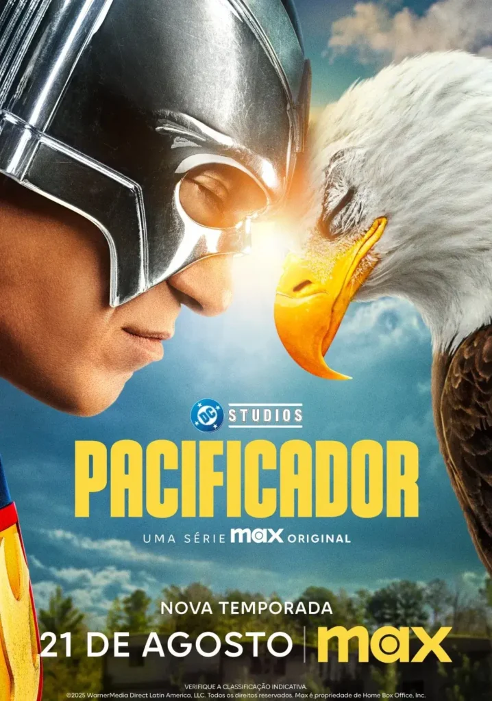 Pôster oficial da segunda temporada de Pacificador, com John Cena e a águia Eagly, divulgado pela Max.
