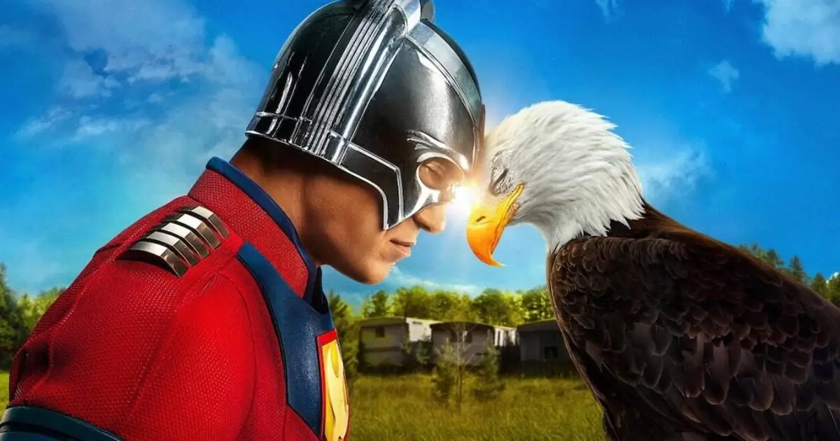 Venha assistir o trailer proibido da temporada 2 de Pacificador, série estrelada por John Cena, com o herói encarando de perto uma águia careca sob o céu azul.