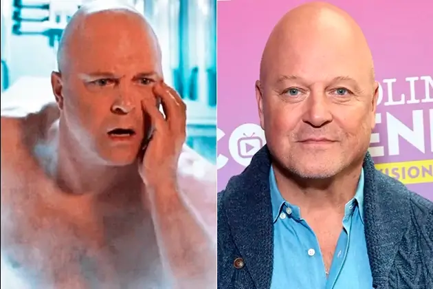 quarteto fantastico 2005 michael chiklis o coisa Michael Chiklis como Ben Grimm em Quarteto Fantástico (2005) e o ator em 2025, vinte anos após interpretar o personagem.