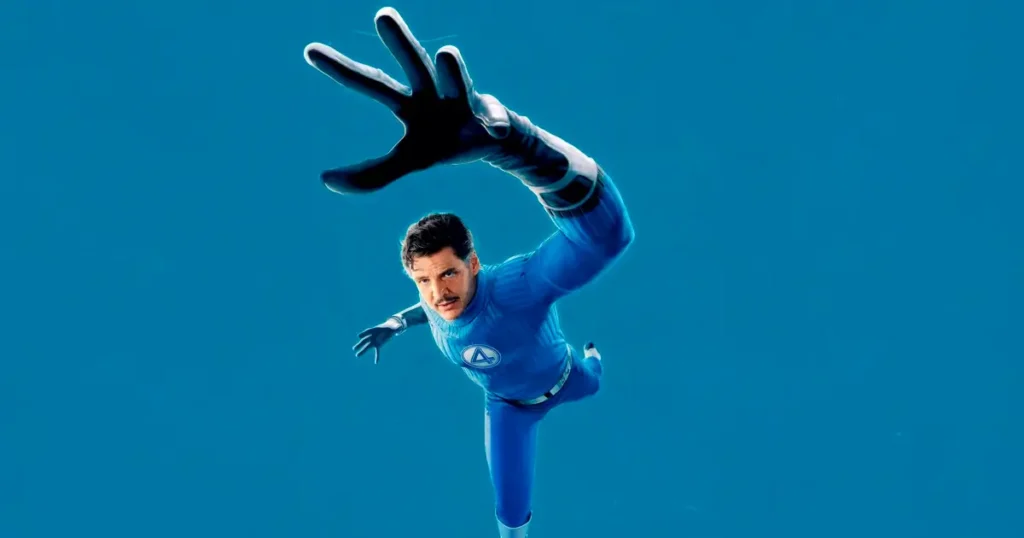 reed richards pedro pascal quarteto fantastico Pedro Pascal caracterizado como Reed Richards, o Senhor Fantástico, no filme Quarteto Fantástico (2025)