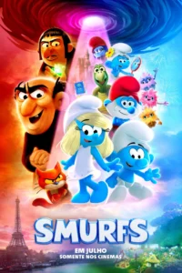 Pôster do filme Smurfs, filme que estreia dia 17 de julho de 2025 no Brasil