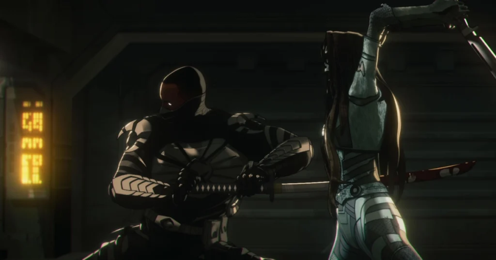 marvel zumbis blade Blade enfrenta uma personagem zumbificada em cena da minissérie Marvel Zumbis, dublado pelo ator Todd Williams.