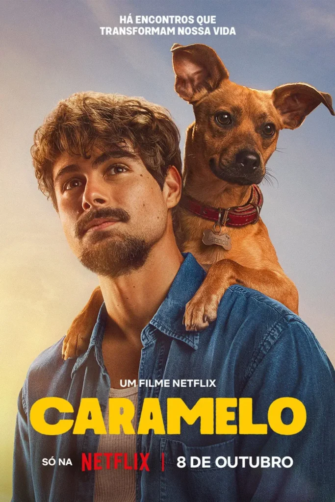 Pôster oficial de Caramelo (2025), filme da Netflix estrelado por Rafael Vitti, estreia em 8 de outubro