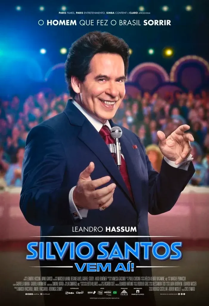 Pôster oficial do filme Silvio Santos Vem Aí! (2025), estrelado por Leandro Hassum.