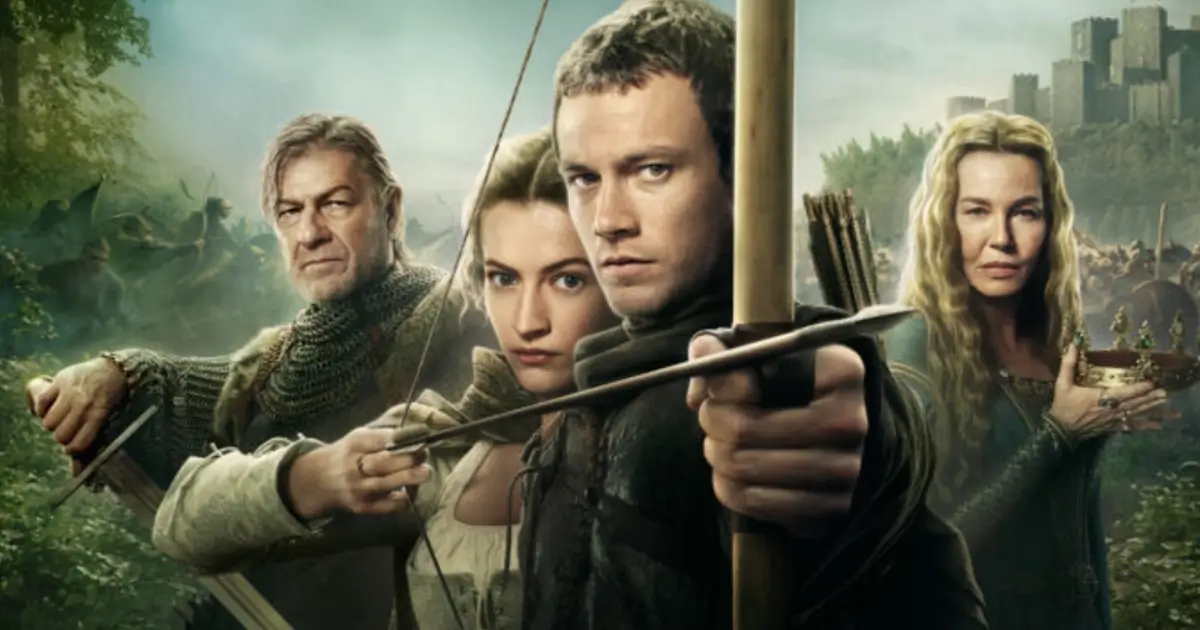 Jack Patten como Robin Hood em cena da série da MGM, com estreia em 2 de novembro de 2025.