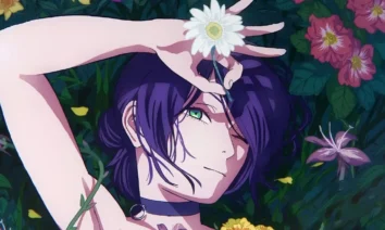 Personagem Reze em meio a flores na animação Chainsaw Man - O Filme: Arco da Reze, dirigida por Tatsuya Yoshihara.