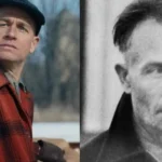 Charlie Hunnam como Ed Gein em Monstro: A História de Ed Gein ao lado do verdadeiro assassino