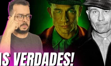 Lucas Maia, Charlie Hunnam e o verdadeiro Ed Gein em arte sobre mentiras e verdades sobre Monster: A História de Ed Gein, nova série da Netflix.