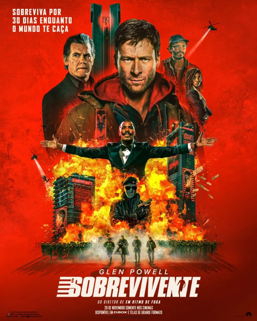 novo poster de o sobrevivente Novo pôster de O Sobrevivente mostra Glen Powell em destaque na adaptação de Stephen King.
