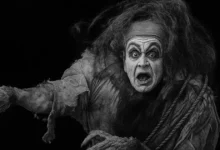 O monstro do filme Frankenstein (1910), interpretado por Charles Ogle, em uma das primeiras representações cinematográficas da criatura criada por Thomas Edison.