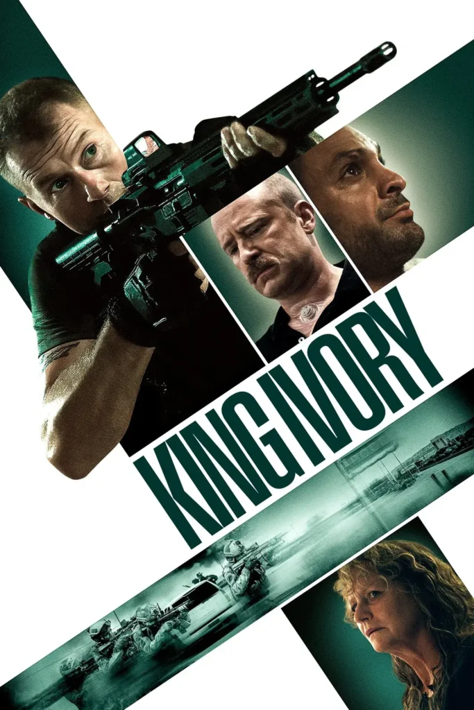 poster de king ivory Pôster oficial King Ivory (2025) James Badge Dale fuzil Ben Foster Michael Mando Melissa Leo militar thriller criminal fentanil.