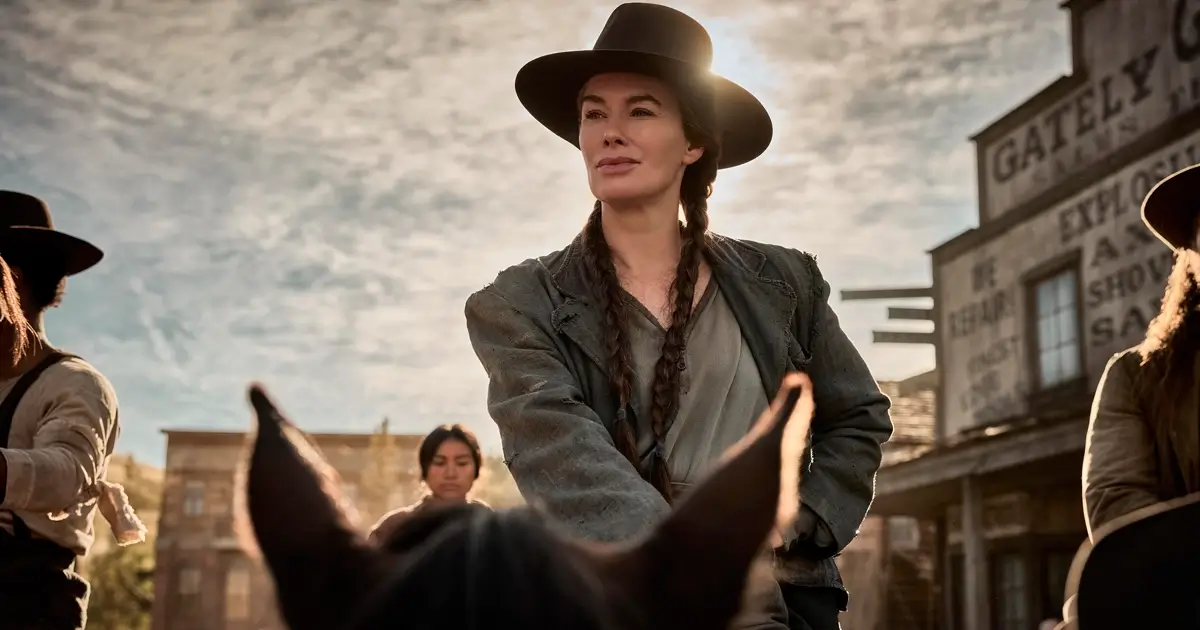 Lena Headey como Fiona Nolan em Os Abandonados, série de faroeste da Netflix