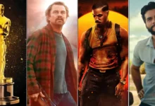 oscar 2026 filmes Montagem com cenas dos filmes “Uma Batalha Após a Outra”, “Pecadores” e “O Agente Secreto”, entre os favoritos nas apostas ao Oscar 2026.