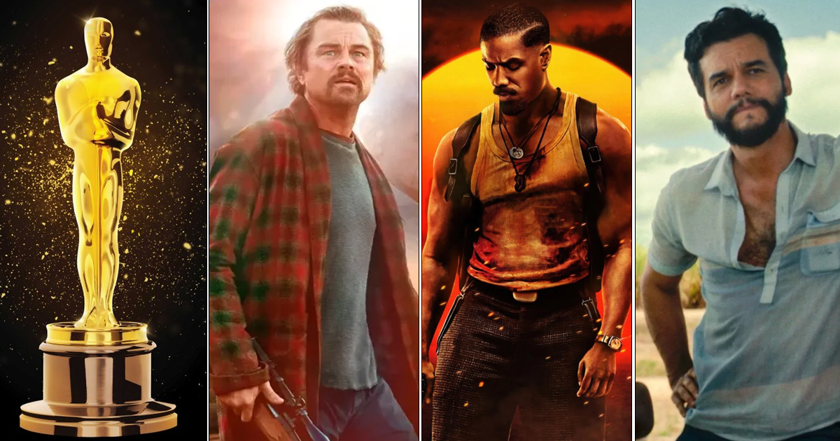 oscar 2026 filmes Montagem com cenas dos filmes “Uma Batalha Após a Outra”, “Pecadores” e “O Agente Secreto”, entre os favoritos nas apostas ao Oscar 2026.