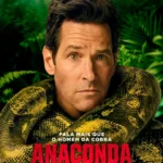 Paul Rudd em pose séria enquanto a anaconda o envolve nos novos cartazes de Anaconda