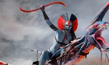 Cena de Avatar 3: Fogo e Cinzas mostra guerreira Na’vi em criatura alada durante batalha épica
