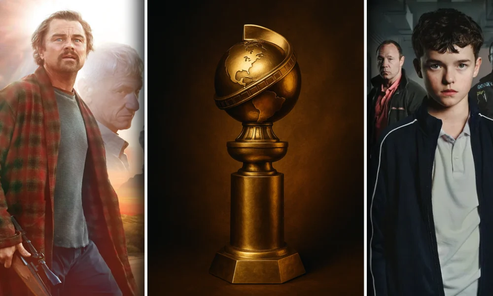 Leonardo DiCaprio em Uma Batalha Após a Outra e Owen Cooper em Adolescência, destaque entre os indicados ao Globo de Ouro 2026.