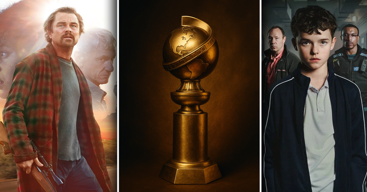Leonardo DiCaprio em Uma Batalha Após a Outra e Owen Cooper em Adolescência, destaque entre os indicados ao Globo de Ouro 2026.