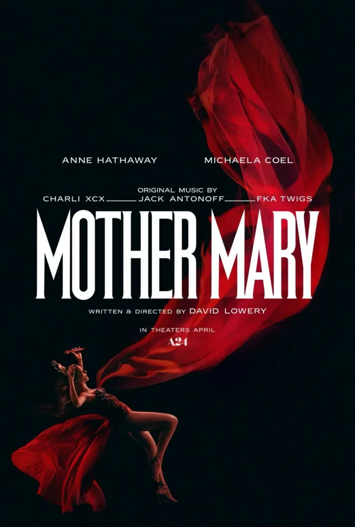 poster de mother mary 2026 Pôster oficial de “Mother Mary”, drama da A24 estrelado por Anne Hathaway e Michaela Coel.